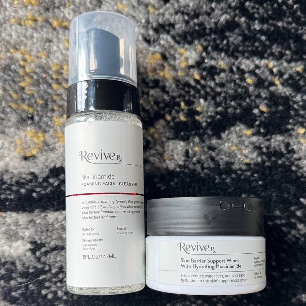 Revive Rx Niacinamide Foaming Cleanser & Skin Barrier Support Wipes Skincare Set
